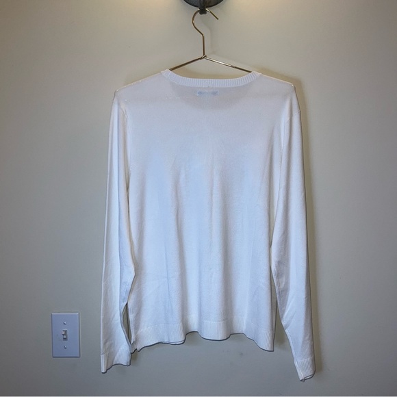 Calvin Klein White Knit Crewneck Sweater Medium NWT - Picture 2 of 9
